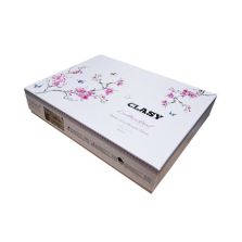 Lenjerie pat Satin Brodat Premium Lux 100% Bumbac, 6 piese king size, cearsaf 240x260 cm, pilota 200x220 cm, 2 fete perne brodate 50x70 cm, 2 fete perne simple 50x70cm, Clasy Natura V2 Bej Elegant