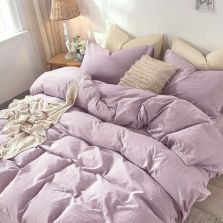 Lenjerie de pat dublu Percalle cu 2 fete UNI Bumbac 100% 6 piese cearsaf pat 240x260 cm, pilota 200x230 cm, 2 fete perne 50x70 cm, 2 fete perne 70x70 cm, Roz, Pucioasa