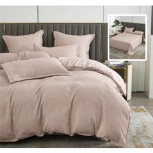 Lenjerie de pat dublu Finet Natur UNI Baroque 6 piese cearsaf pat 230x250 cm, pilota 200x230 cm, 2 fete perna 50x70 si 70x70 cm, Cappuccino, Ralex Pucioasa
