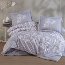 Lenjerie pat dublu Bumbac 100% Ranforce 4 piese extra large, cearsaf pat 240x260 cm, pilota 200x220 cm, 2 fete perne 50x70 cm, Mov NERA