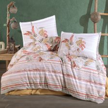 Lenjerie pat dublu Bumbac 100% Ranforce 4 piese extra large, cearsaf pat 240x260 cm, pilota 200x220 cm, 2 fete perne 50x70 cm, Galben OLIVA