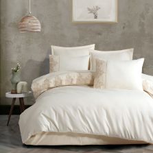 Lenjerie pat dublu Jacquard 100% Bumbac 6 piese, cearsaf pat 240x260 cm, pilota 200x220 cm, 2 fete perne 50x70 si 70x70 cm, Clasy, Alb OSELA V2