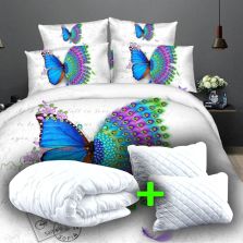 Pachet promo lenjerie pat dublu digital print 3D + 2 perne + pilotă (P3D10)