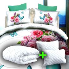 Pachet promo lenjerie pat dublu digital print 3D + 2 perne + pilotă (P3D20)