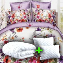 Pachet promo lenjerie pat dublu digital print 3D + 2 perne + pilotă (P3D37)