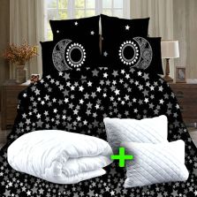 Pachet promo lenjerie pat dublu digital print 3D + 2 perne + pilotă (P3D38)