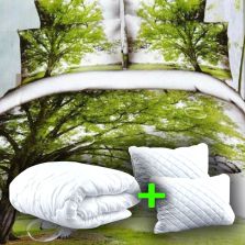 Pachet promo lenjerie pat dublu digital print 3D + 2 perne + pilotă (P3D40)