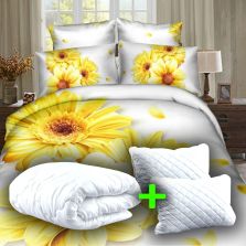 Pachet promo lenjerie pat dublu digital print 3D + 2 perne + pilotă (P3D46)