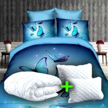 Pachet promo lenjerie pat dublu digital print 3D + 2 perne + pilotă (P3D47)