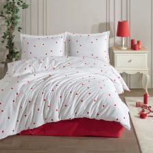 Lenjerie pat dublu Bumbac 100% Ranforce 4 piese extra large, cearsaf pat 240x260 cm, pilota 200x220 cm, 2 fete perne 50x70 cm, Alb PREMA