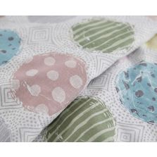 Lenjerie pat Ranforce Cotton Pro Bumbac 100%, King Size, 4 piese Buline colorate Alb/Gri RCP63