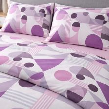 Lenjerie pat Ranforce Cotton Pro Bumbac 100%, King Size, 6 piese Moderna Alb/Mov RCP64