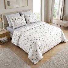 Lenjerie pat Ranforce Cotton Pro Bumbac 100%, King Size, 6 piese Inimioare Alb/Gri RCP74 Ralex Pucioasa