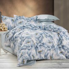 Lenjerie pat Ranforce Cotton Pro Bumbac 100%, King Size, 6 piese Imprimeu floral Albastru RCP9