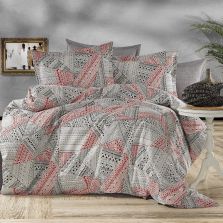 Lenjerie de pat dublu Bumbac Ranforce 4 piese cearsaf pat 240 x 260 cm, pilota 200x230 cm, 2 fete perne 50x70 cm, Negru / Gri, Ralex Pucioasa