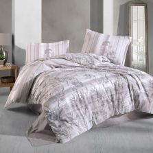 Lenjerie pat dublu Bumbac 100% Ranforce 4 piese extra large, cearsaf pat 240x260 cm, pilota 200x220 cm, 2 fete perne 50x70 cm, Bej SIMLE