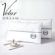 Pernă pană și puf de gâscă VELUR DREAM 50x70 cm, fața PERCALE bumbac 100% dublat cu poliuretan, Alb, Ralex Pucioasa