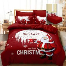 Lenjerie pat Crăciun Finet 3D, 6 piese, cearșaf pat 220x230 cm, pilotă 200x230 cm, 2 fețe pernă 70x70 cm, 2 fețe pernă 50x70 cm, F-XMAS51