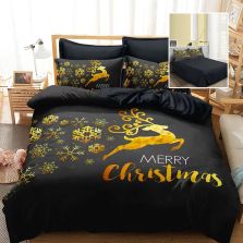 Lenjerie pat Crăciun Finet 3D, 6 piese, cearșaf pat 220x230 cm, pilotă 200x230 cm, 2 fețe pernă 70x70 cm, 2 fețe pernă 50x70 cm, F-XMAS53