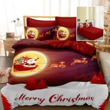 Lenjerie pat Crăciun Finet 3D, 6 piese, cearșaf pat 220x230 cm, pilotă 200x230 cm, 2 fețe pernă 70x70 cm, 2 fețe pernă 50x70 cm, F-XMAS57