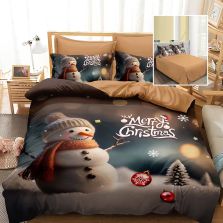 Lenjerie pat Crăciun Finet 3D, 6 piese, cearșaf pat 220x230 cm, pilotă 200x230 cm, 2 fețe pernă 70x70 cm, 2 fețe pernă 50x70 cm, F-XMAS59