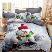 Lenjerie pat Crăciun Finet 3D, 6 piese, cearșaf pat 220x230 cm, pilotă 200x230 cm, 2 fețe pernă 70x70 cm, 2 fețe pernă 50x70 cm, F-XMAS62