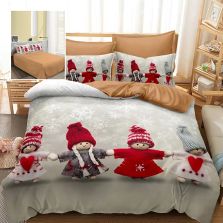 Lenjerie pat Crăciun Finet 3D, 6 piese, cearșaf pat 220x230 cm, pilotă 200x230 cm, 2 fețe pernă 70x70 cm, 2 fețe pernă 50x70 cm, F-XMAS65