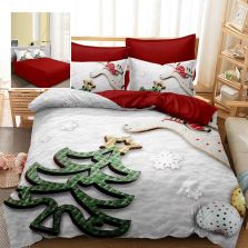 Lenjerie pat Crăciun Finet 3D, 6 piese, cearșaf pat 220x230 cm, pilotă 200x230 cm, 2 fețe pernă 70x70 cm, 2 fețe pernă 50x70 cm, F-XMAS95