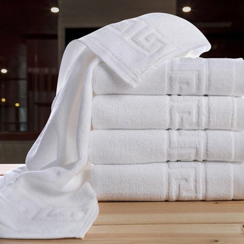 Pachet 5 prosoape baie de fata 50x90 cm Bumbac 100% Greek Border 450 grame/mp, Alb 