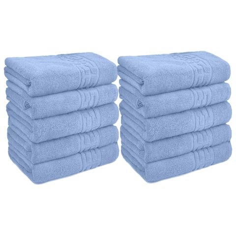 Pachet 10 prosoape baie de corp 70x140 cm Bumbac 100%, Greek Border 500 grame/mp, Bleu