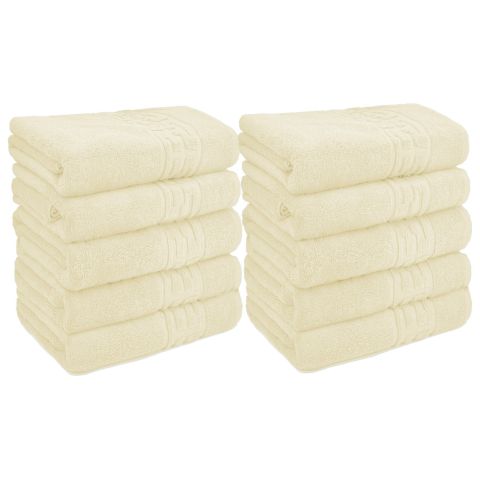 Pachet 10 prosoape baie de corp 70x140 cm Bumbac 100%, Greek Border 500 grame/mp, Crem
