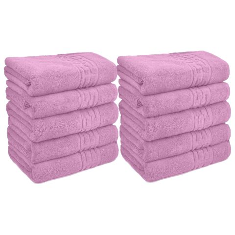 Pachet 10 prosoape baie de corp 70x140 cm Bumbac 100%, Greek Border 500 grame/mp, Lila deschis