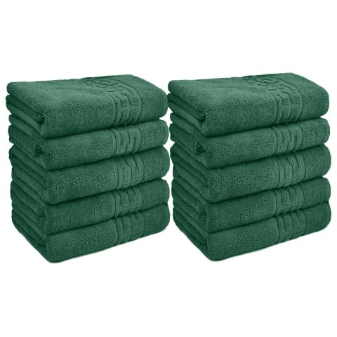 Pachet 10 prosoape baie de corp 70x140 cm Bumbac 100%, Greek Border 500 grame/mp, Verde