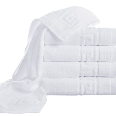 Pachet 5 prosoape baie de corp 70x140 cm Bumbac 100%, Greek Border 500 grame/mp, Alb 