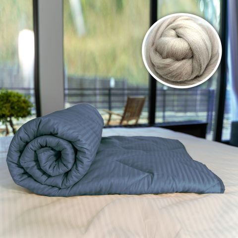 Pilota matlasata lana iarna cu fata damasc bumbac 100% linear 200x220 cm, Gri Antracit