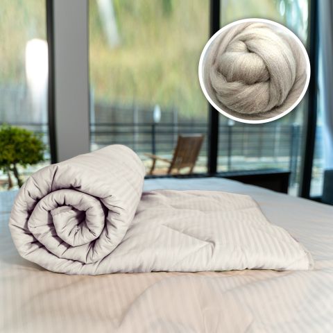 Pilota matlasata lana iarna cu fata damasc bumbac 100% linear 160x210 cm, Crem