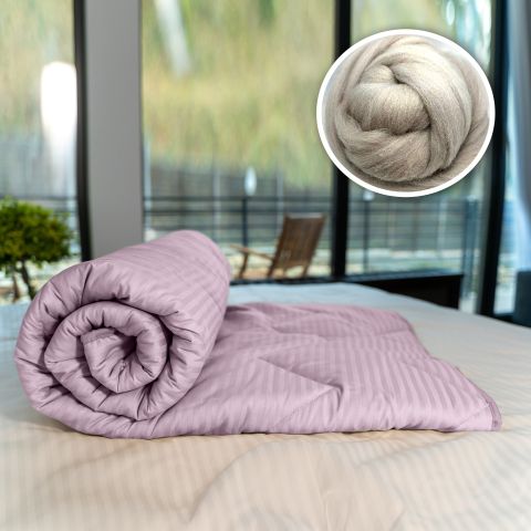 Pilota matlasata lana iarna cu fata damasc bumbac 100% linear 180x210 cm, Lila