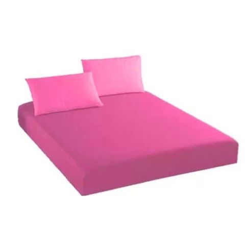 Set husa de pat si fete perne tricot jerse bumbac 100%, pentru saltea cu inaltime de 25cm si dimensiune 180x200 cm Siclam