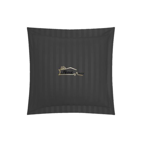 Fata de perna Damasc Bumbac 100% dunga 1 cm, 40 x 40 cm si tiv cu bordura 3,5 cm, Negru