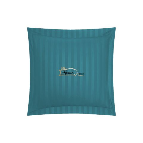 Fata de perna Damasc Bumbac 100% dunga 1 cm, 40 x 40 cm si tiv cu bordura 3,5 cm, Turcoaz