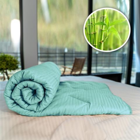 Pilota matlasata bambus iarna cu fata damasc bumbac 100% linear 140x210 cm, Verde Mint