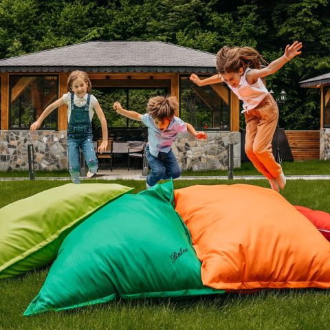 Perna de gradina umpluta cu perle din puf siliconic si polistiren 120x140 cm semi impermeabila - Kaki