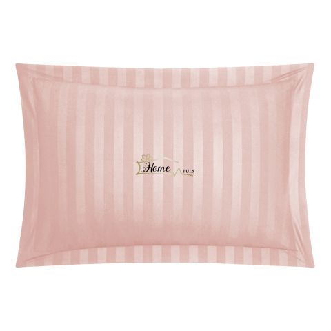 Fata de perna Damasc Bumbac 100% dunga 1 cm, 50 x 70 cm si tiv cu bordura 3,5 cm, Roz Pudra