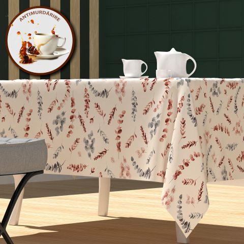 Fata de masa antimurdarire 100% Bumbac 160x220 cm, Crengute Rosu Gri