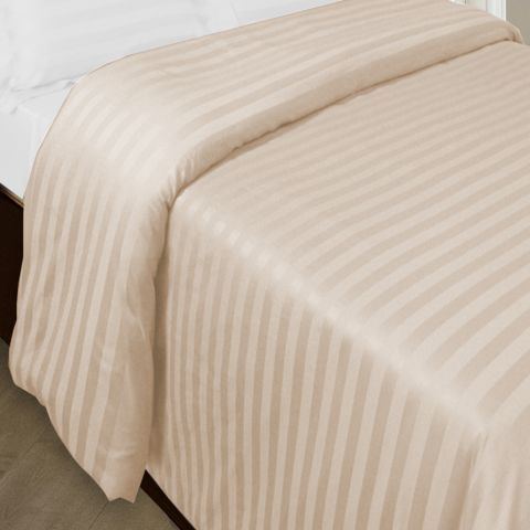 Cearsaf de pilota 2 persoane Damasc Policoton dunga 1 cm, 180 x 220 cm, Bej Cappuccino