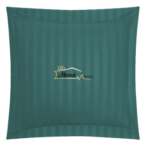 Fata de perna Damasc Bumbac 100% dunga 1 cm, 70 x 70 cm si tiv cu bordura 3,5 cm, Verde Petrol