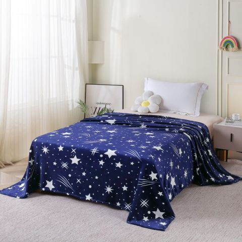 Patura Cocolino imprimata 200x230 cm, Albastru peisaj nocturn