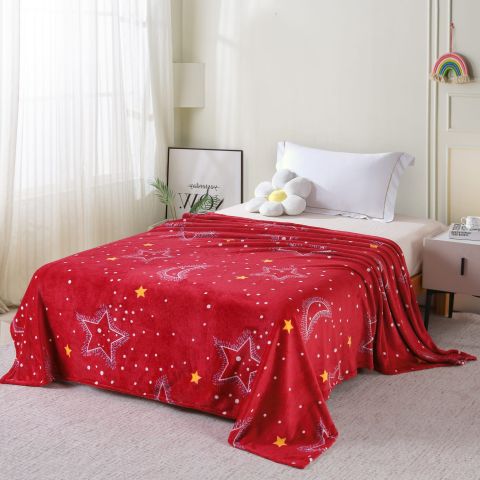 Patura Cocolino imprimata 200x230 cm, Rosu cu stelute
