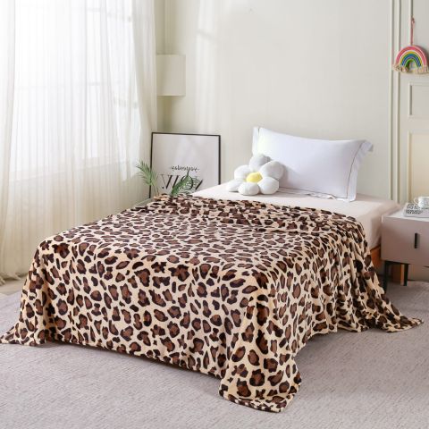 Patura Cocolino imprimata 200x230 cm, Maro cu animal print