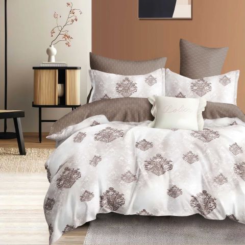 Lenjerie pat dublu Economy 4 piese, cearsaf pat 230x250 cm si pilota 200x230 cm, 2 fete perne 50x70, Eleganta Maro ECN18